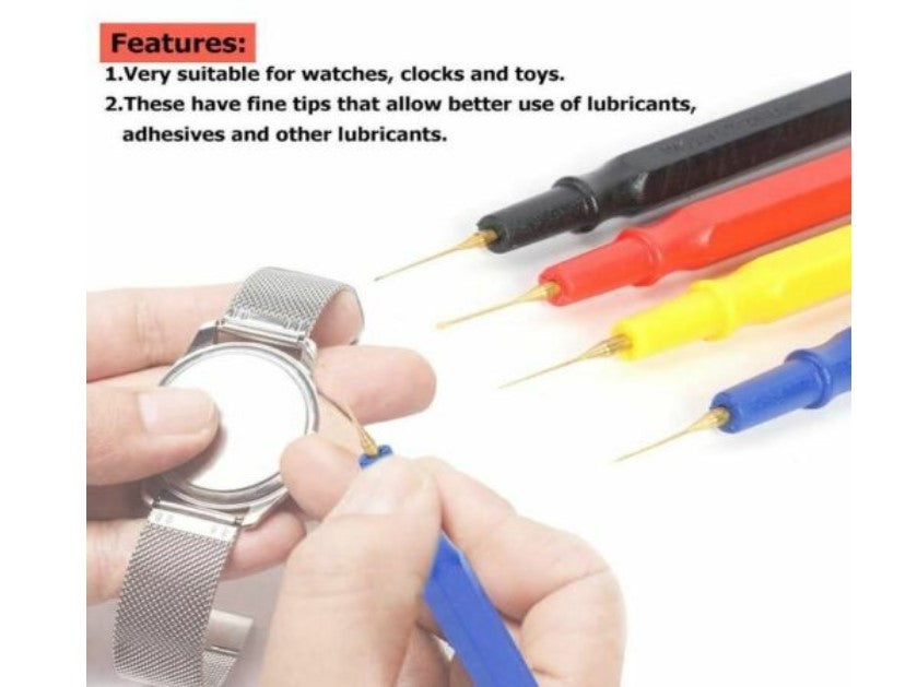 4Pcs Lubricant Precision Oiler Oil Pin Pen Needle Watch Jeweler Repair Tool