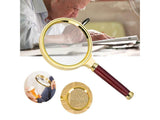 G & J 6 X Magnifying Glass Loupe with 80mm Wood Handle Reading Jewelry