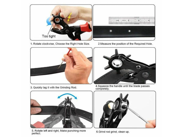 YIDAAN Leather Hole Punch Tool Set, Belt Hole Puncher Kit, Professional  Puncher for Belt, Saddle, Dog Collars, Watch Strap, Shoe, Fabr