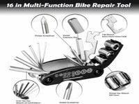 Bicycle Tool Kit w/ Pump Bag Tire Repair Kit Patches 16IN1 Multi-Tool Tyre Lever