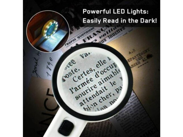 Magnifying Glass 30X Jumbo Handheld w/12 Bright LED Light Illuminated  Magnifier 